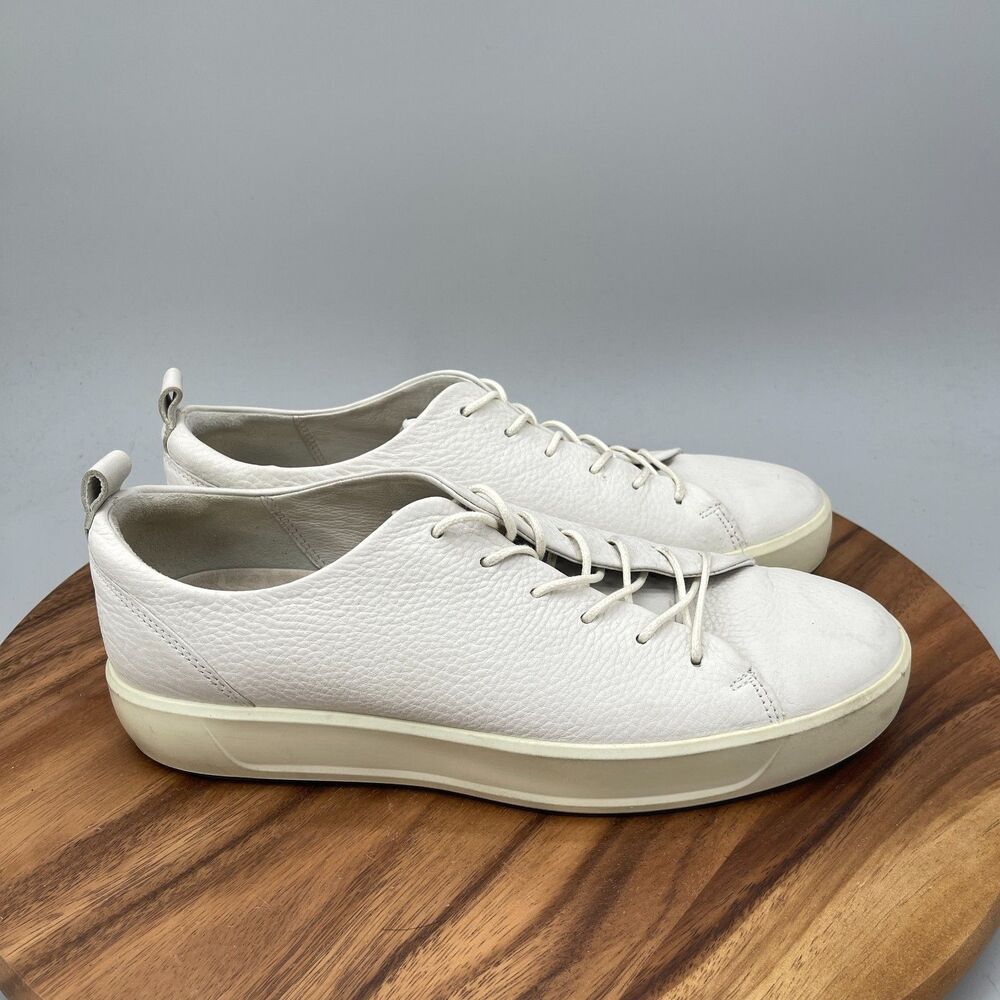 Ecco Soft 8 Shoes Mens Size 12 / 46 Ivory Leather Casual Comfort Walking Sneaker